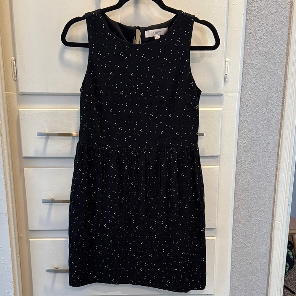 LOFT Petite Black Dress with White Speckles